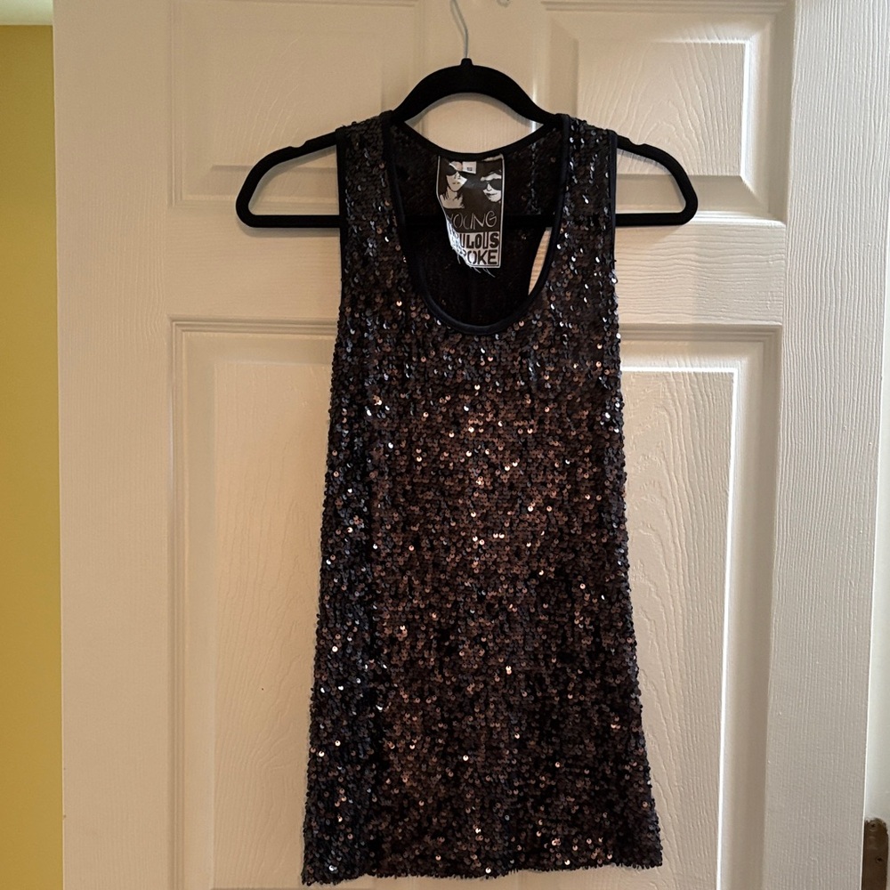 Young Fabulous & Broke Black Sequin Top